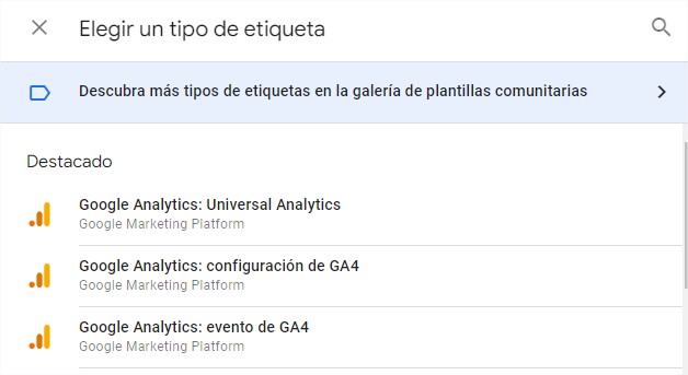 Imagen de ejemplo de las etiquetas de UA y Google Analytics 4